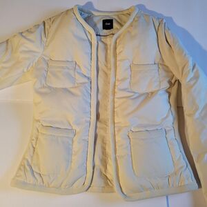 GAP White Puffer Puffy Full Zipper Polyester Filled Jacket Coat Size Large